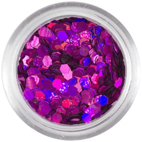 Vijoličasto rožnati šestkotniki s hologramskim sijajem, 2 mm