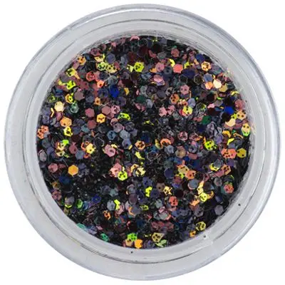 Šestkotni konfeti s črnimi bleščicami v prahu, 1 mm
