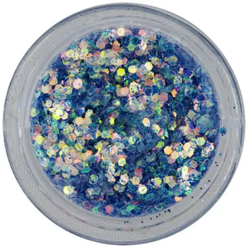 Šestkotni konfeti z bleščicami v prahu, 1 mm - svetlo modri