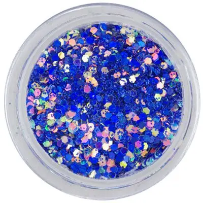 Šestkotni konfeti z bleščicami v prahu, 1 mm - kraljevsko modri