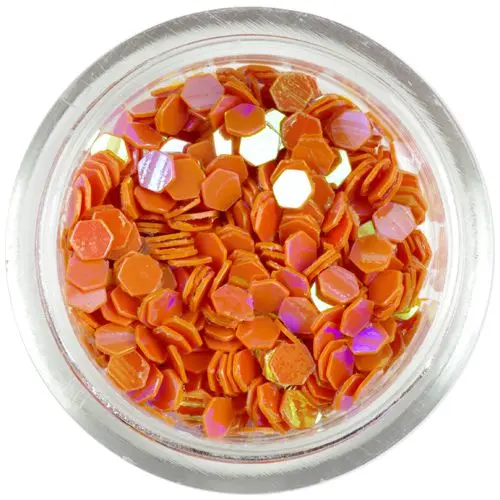 Okraski za nohte - oranžni šestkotniki, 3 mm