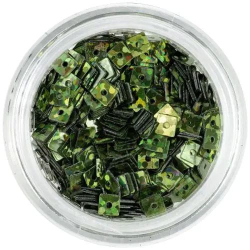 Olivno zeleni kvadratki z luknjico - hologramski