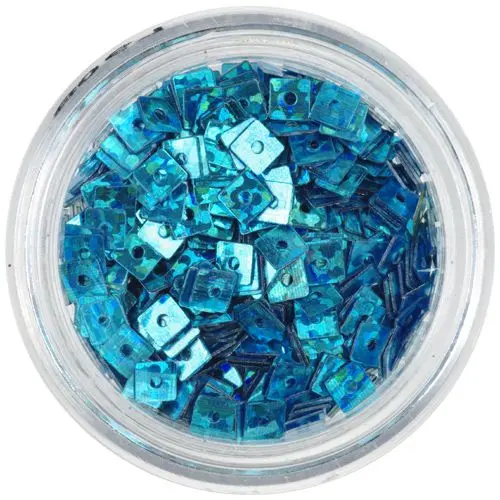 Hologramski konfeti z luknjico - turkizno modri kvadratki