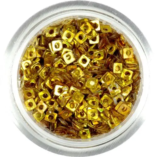 Hologramski kvadratki - zlati okraski z luknjico