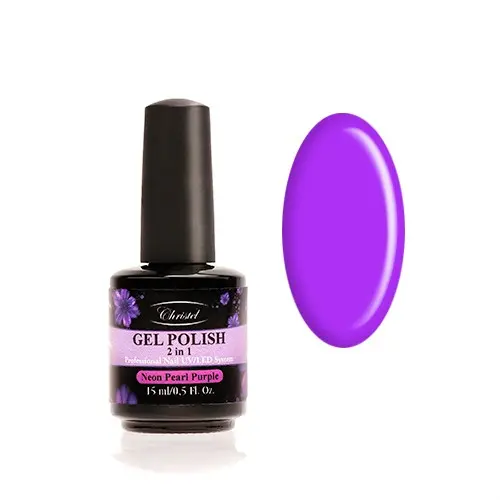 Christel Gel lak, 2v1 - Neon Pearl Purple, 15 ml