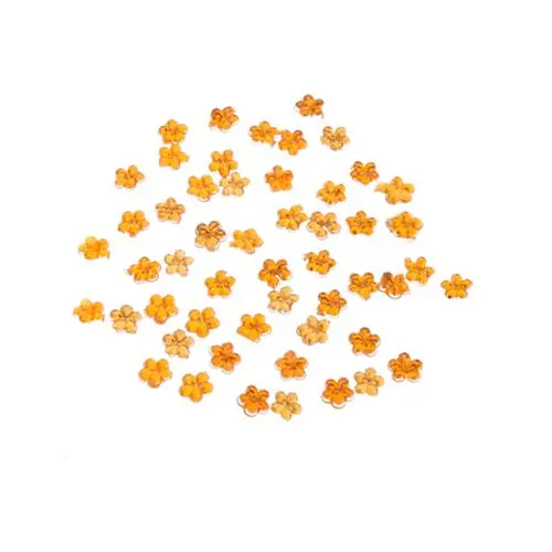 Svetlo oranžni kamenčki za nohte - rožice, 50 kos