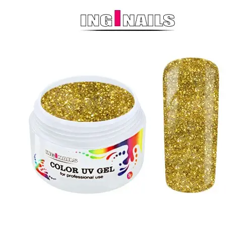 Barvni UV gel Inginails - Gold Glitter, 5g