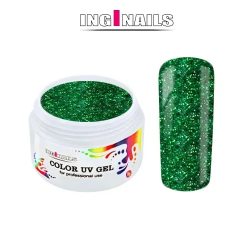 Barvni UV gel Inginails - Green Glitter, 5g