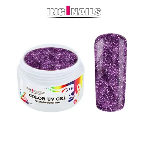 Barvni UV gel Inginails - Purple Glitter, 5g