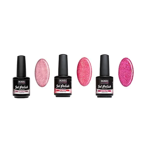 3 ks SET mali Pink glitter - visokokakovostni gel laki