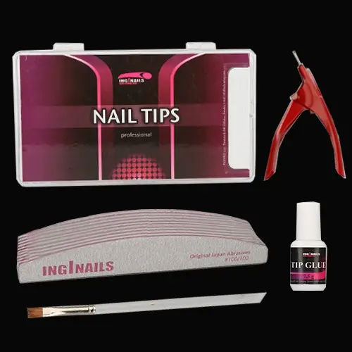 KOMPLET za modeliranje: 10 pilic + nohtne konice + lepilo za nohte + klešče + čopič
