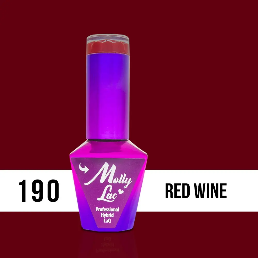 Gel lak MOLLY LAC Hearts and Kisses - Red Wine 190, 10ml
