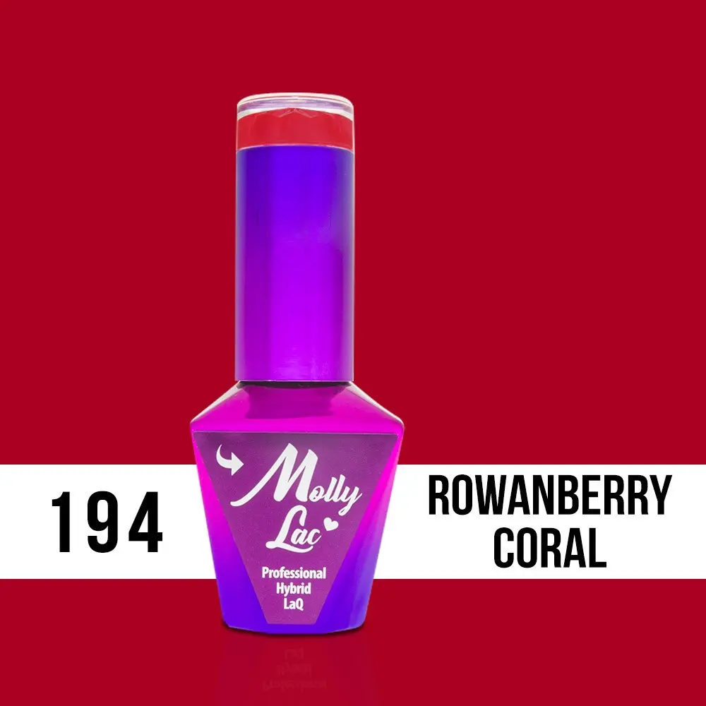 Gel lak MOLLY LAC UV/LED Hearts and Kiss Rowanberry Coral 194, 10ml