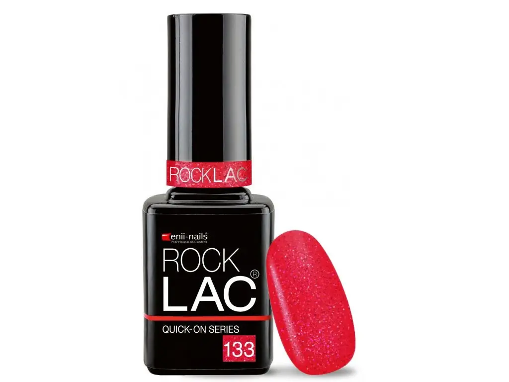 RockLac 133 - rdeče rožnat z bleščicami, 11ml