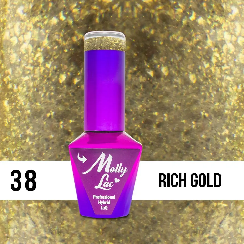 MOLLY LAC UV/LED gel lak Queens of Life - Rich Gold 38, 10ml