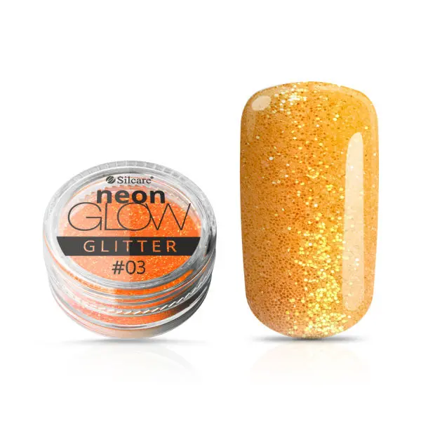 Okrasni prah za nohte, Neon Glow Glitter, 03 – oranžna, 3g