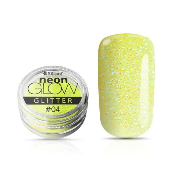 Okrasni prah za nohte - Neon Glow Glitter, 04 - rumena, 3g