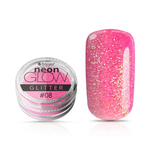 Okrasni prah za nohte - Neon Glow Glitter, 08 - Rožnata, 3g