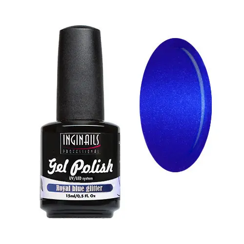 UV/LED barvni gel lak Inginails Professional 15ml - Royal Blue Glitter