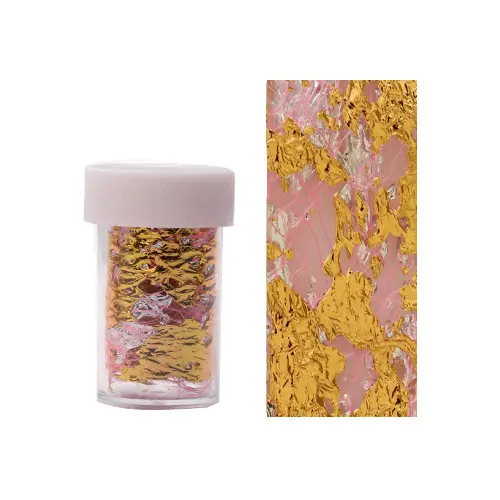 Folija za dekoracijo nohtov - zlata barva z roza mrežo