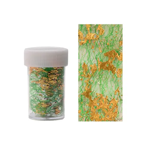 Folija za dekoracijo nohtov - zlata z zeleno mrežo