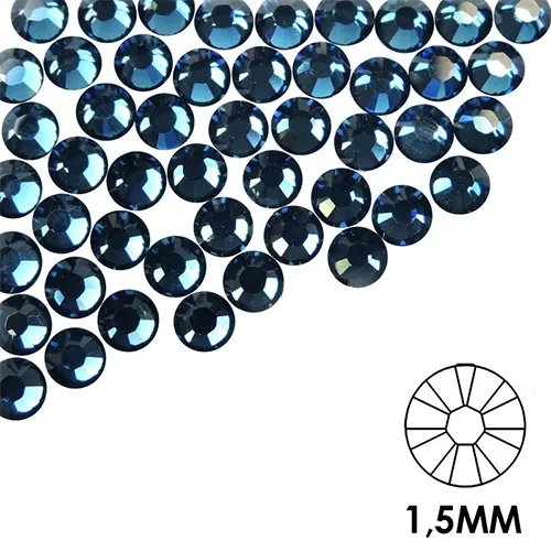 Okrasni kamenčki za nohte - 1,5 mm - modra barva, 50 kos