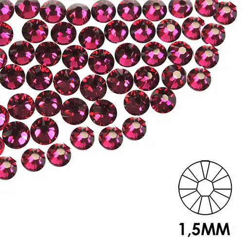 Okrasni kamenčki za nohte - 1,5 mm - ciklam roza, 50 kos