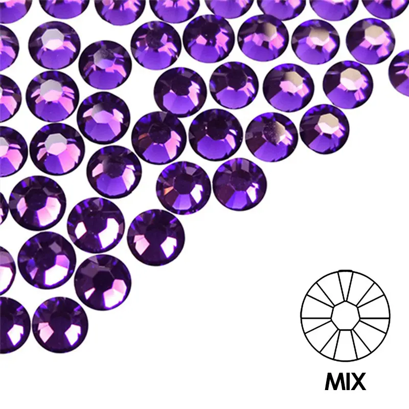 Okrasni kamenčki za nohte - MIX - vijolična barva, 100 kos