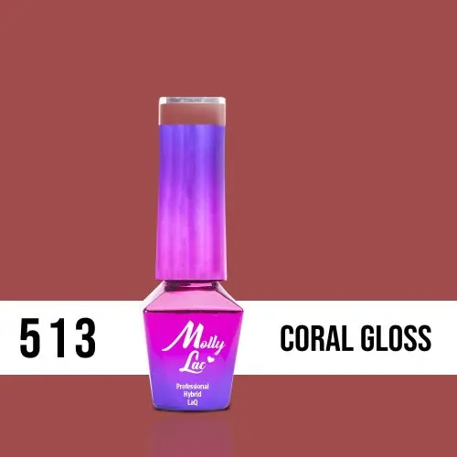 MOLLY LAC UV/LED gel lak Miss Iconic - Coral Gloss 513, 5ml