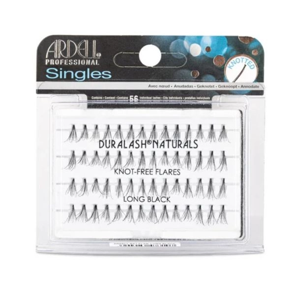 Ardell Singles Duralash Naturals – dolge črne umetne trepalnice v čopkih, 56 kosov
