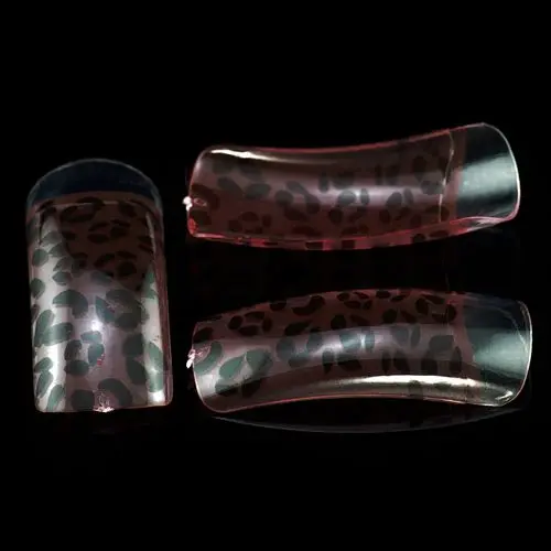 Okrašene konice za nohte, 70 kos - roza, leopardji vzorec