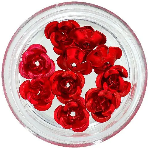 Keramična nail art dekoracija - rdeče vrtnice, 10 kosov