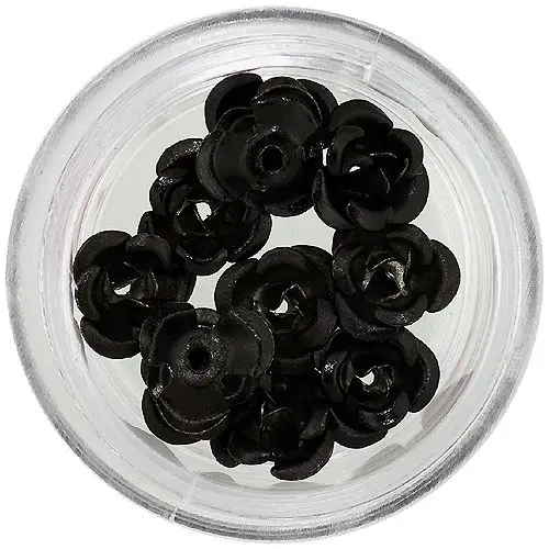Dekoracija za nohte, 10 kosov - črne keramične vrtnice