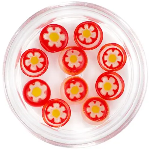 Okrogli kamenčki - rdeči z motivom rožice