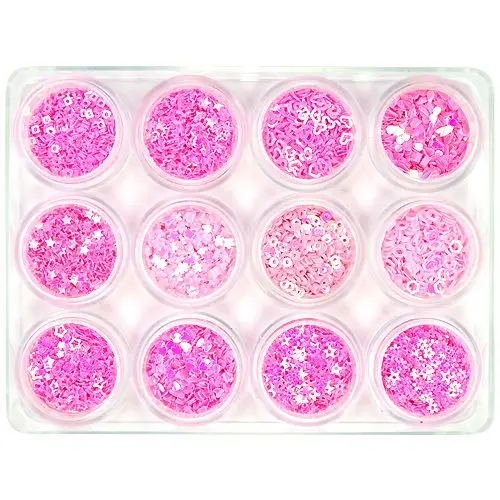 Nail art komplet, 12 kos - roza konfeti