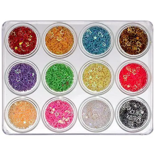 Nail art komplet, 12 kos - votle zvezdice 5 g