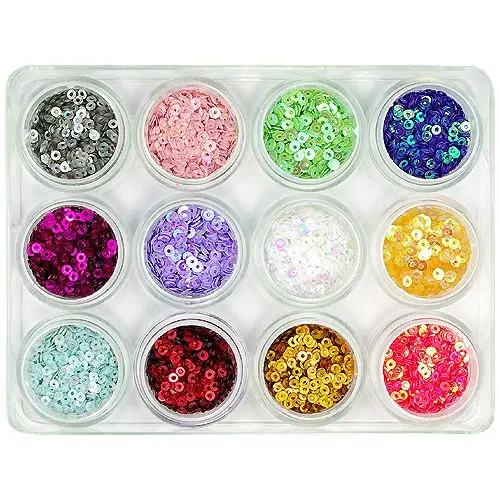 Nail art komplet, 12 kos - okrogli konfeti z luknjo 5 g