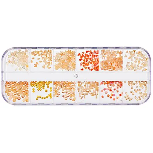 Nail art komplet, 12 kos - oranžni kamenčki 5 g