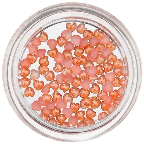 Oranžni okraski za nohte - srca, bisernat sijaj