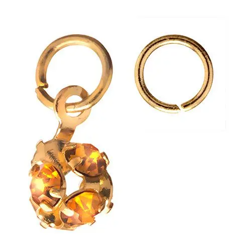 Zlata kroglica z oranžno rjavimi okrasnimi kamenčki - piercing za nohte